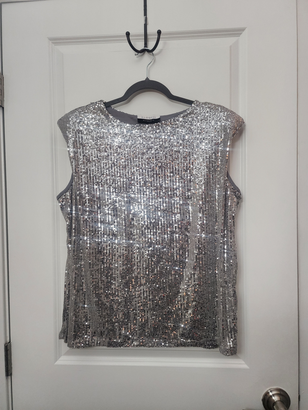 Eloquii Silver Sequin Sleeveless Top